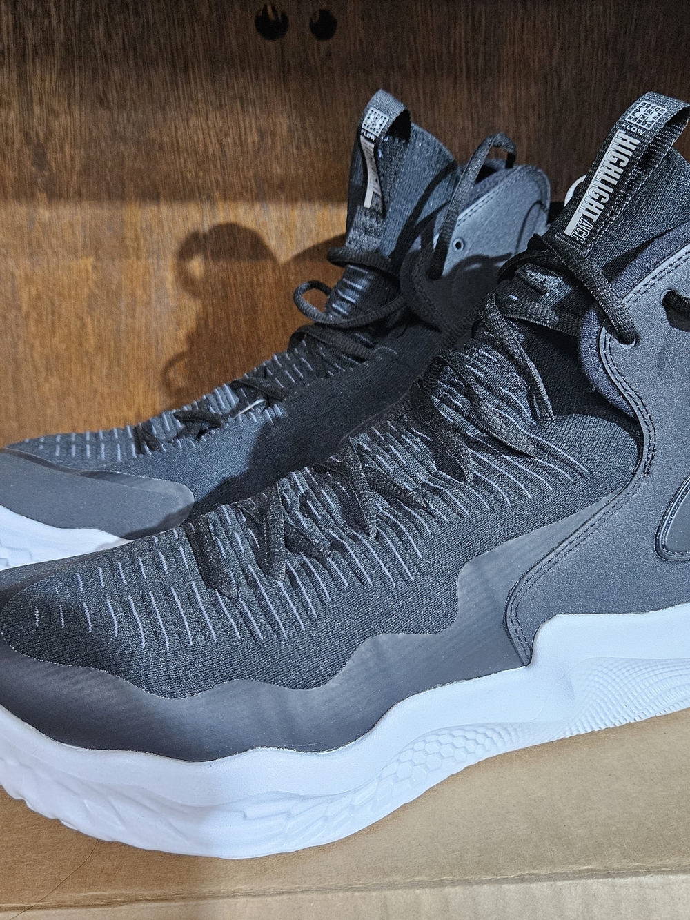 Under Armour Black Knit High-Top Sneakers with White Sole